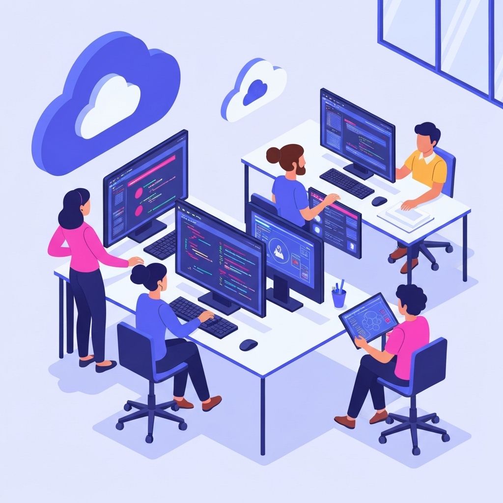 Developers working on scalable cloud applications